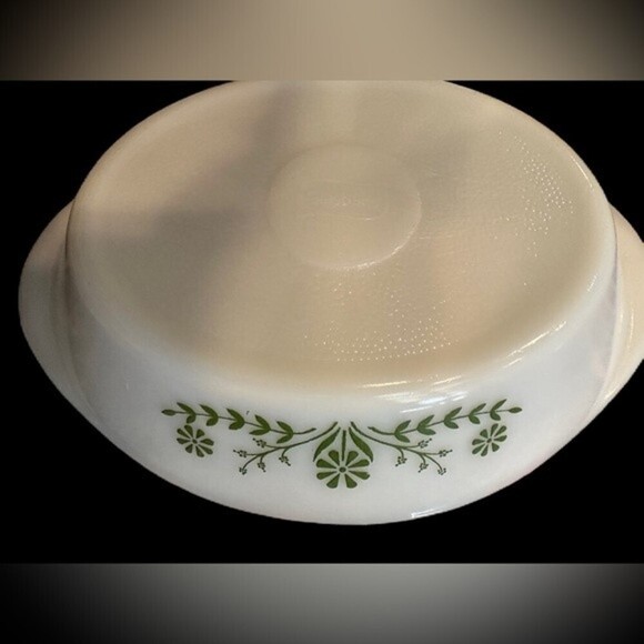 Vintage Glasbake Divide Bakeware Casserole Dish White&Green‎ Flower Pattern - Picture 9 of 13